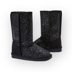 new Fab Kids ❁ JustFab FabKids Glitter Fuzzy Boot ❁ Black ❁ Girl 7 Toddler ❁